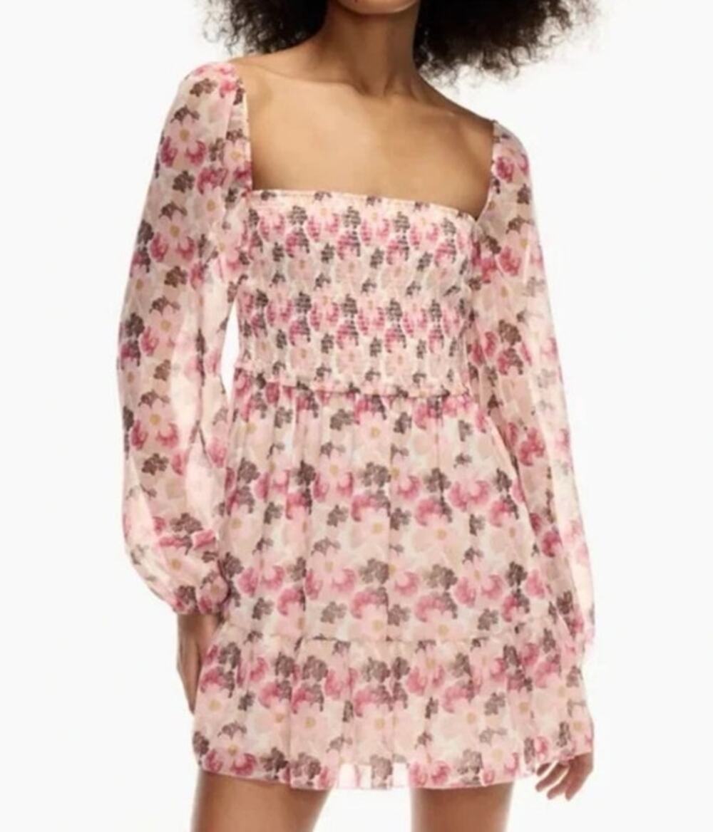 Aritzia Wilfred Tempest Floral Mini Dress Long Sleeve Romantic Boho S